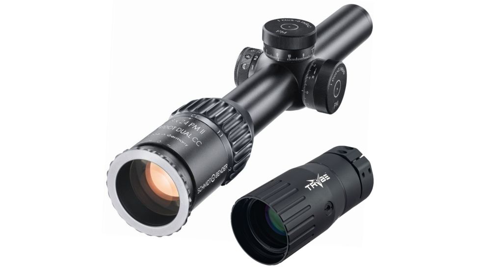 OP Exclusive - Schmidt &amp; Bender 1-8x24 PM II ShortDot Dual CC MDR-T6 1cm ccw ST,LT, More Tactical Clicks, Single Turn, Locking Turrets Zero Click, RAL8000, length 293mm / 30mm tube, 683-845-43E-K2-H2