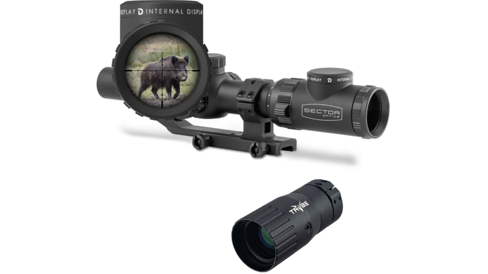 OP Exclusive - Sector Optics G1 Rifle Scope, 1-8x24mm, 30mm Tube, Second Focal Plane, Illuminated Reticle w/ Internal Display, Black, SO-G1-01 w/ TRYBE Optics Enhancer - Magnification Doubler