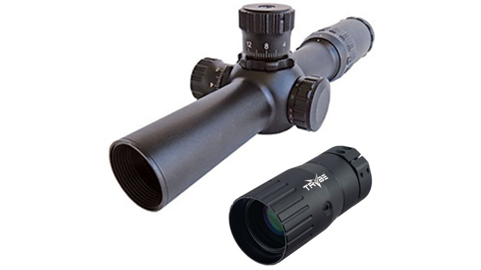 OP Exclusive - Sun Optics 1-6x24 Tactical 30mm CQB/3-Gun Match Rifle Scope w/ Dot IR Red/Green Reticle CS401624IR w/ Trybe Optics Enhancer - Magnification Doubler