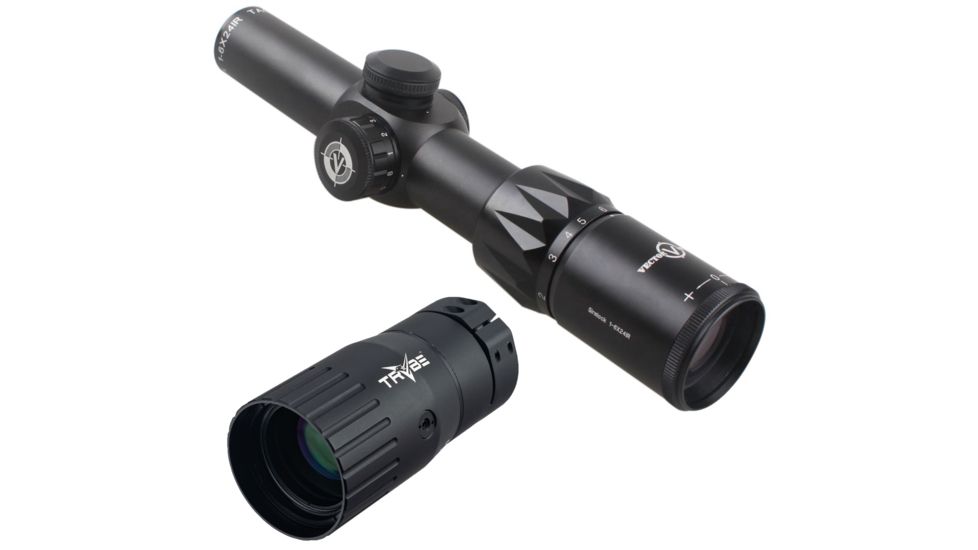 OP Exclusive - Vector Optics Grimlock Rifle Scope, 1-6x24mm, 30mm Tube, Etched Glass R12 Reticle, Black, SCOC-13 w/ Trybe Optics Enhancer - Magnification Doubler