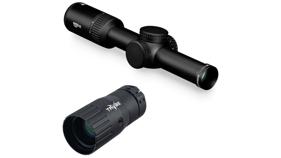 Vortex Viper PST Gen II Rifle Scope, 1-6x24mm, 30mm Tube, SFP, VMR-2 MOA Reticle, Black w/ TRYBE Optics Enhancer - Magnification Doubler, PST-1605-KIT1