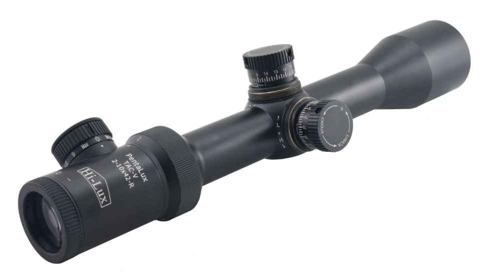 Open Box, Dealer Demo, HI-LUX PentaLux TAC-V SFP 2-10x42 Rifle Scope w/ Red Illuminated Ranging Reticle, 30mm Tube, Matte Black TAC-V SFP210X42-R