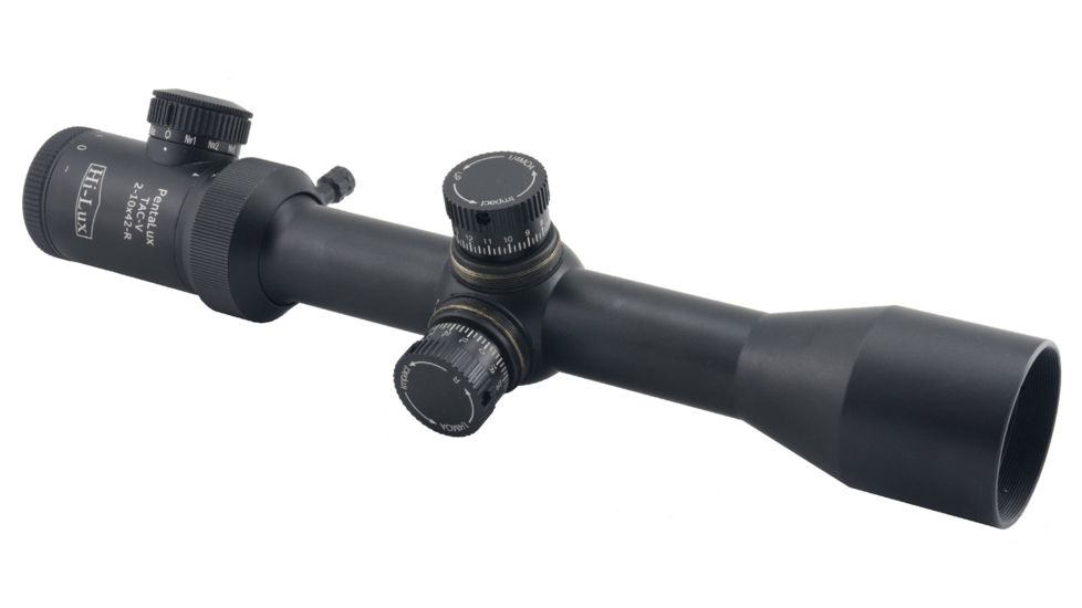 Open Box, Dealer Demo, HI-LUX PentaLux TAC-V SFP 2-10x42 Rifle Scope w/ Red Illuminated Ranging Reticle, 30mm Tube, Matte Black TAC-V SFP210X42-R