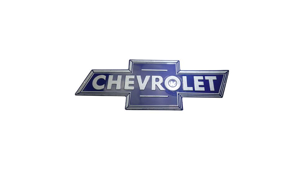 Open Road Brands Die Cut Emb Tin Sign Chevrolet Bowtie Blue