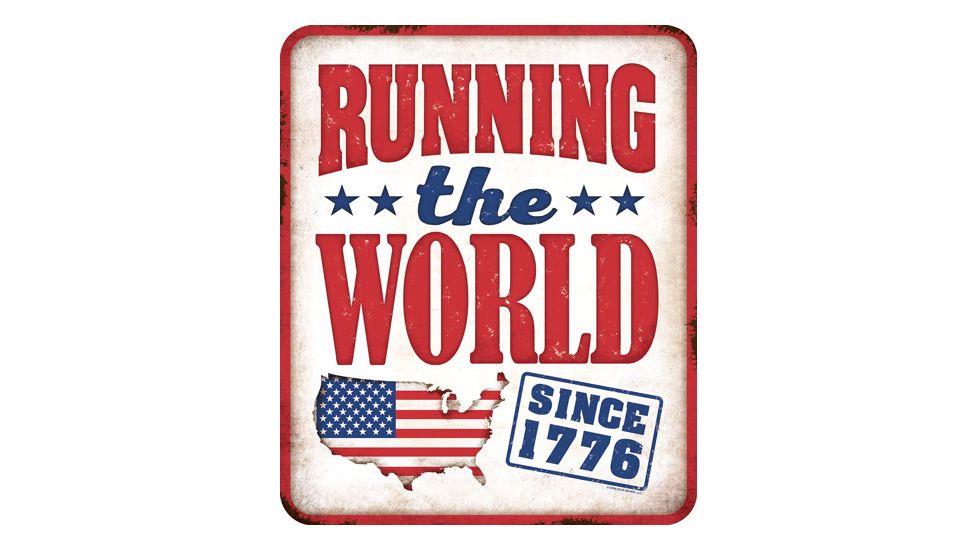 Open Road Brands Die Cut Emb Tin Sign Running The World