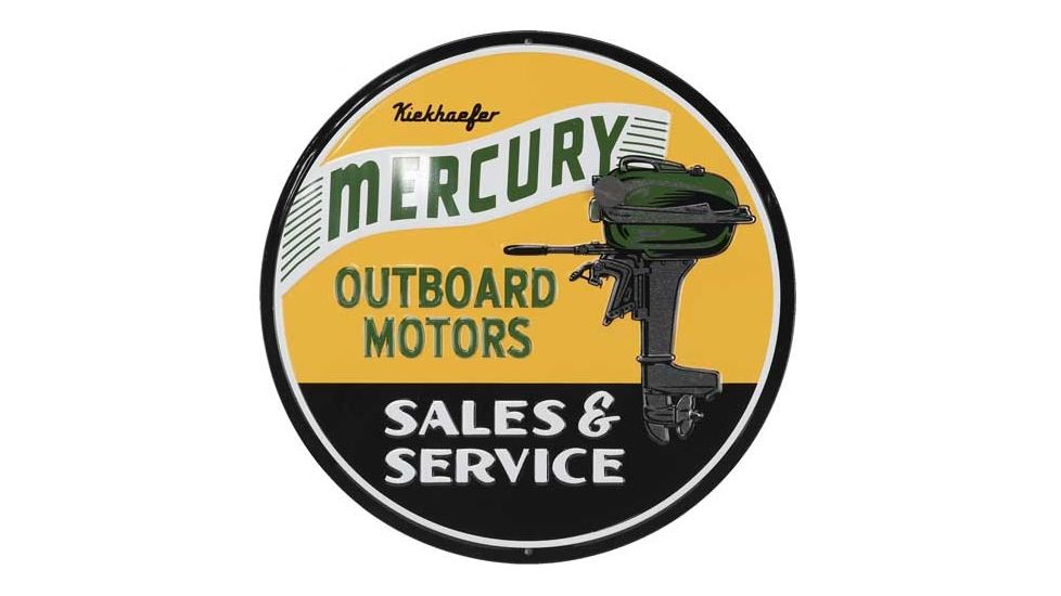 Open Road Brands Die Cut Emb Tin W/knock Out Mercury Marine