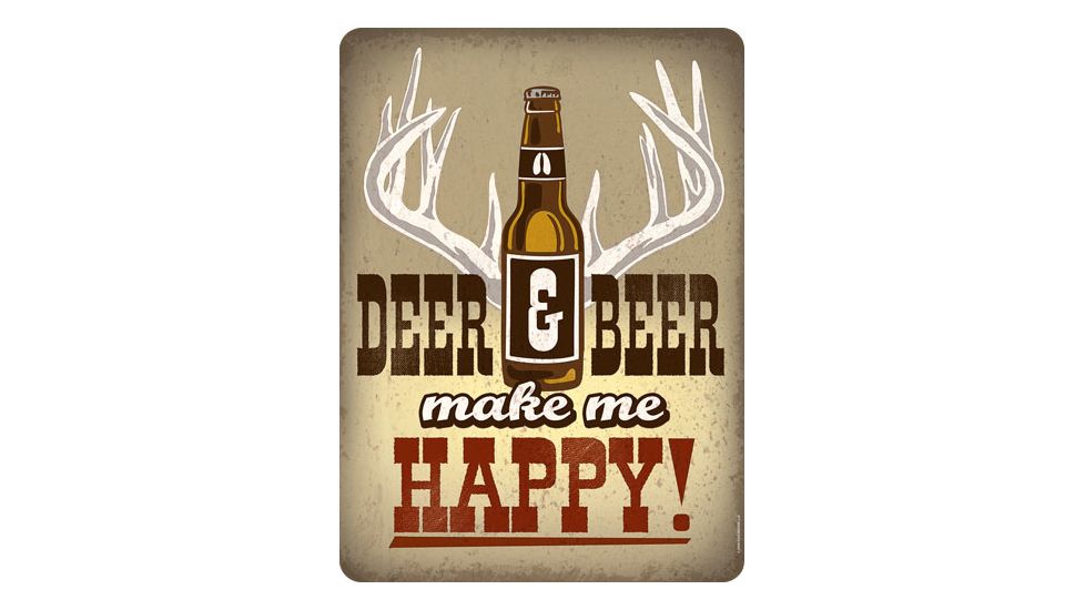 Open Road Brands Embossed Tin Sign Deer And Beer 9.5''x13''