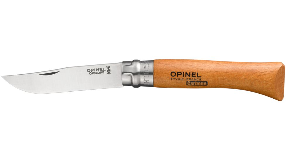 Opinel Carbon Steel Folding Knife No.10, 5 1/8in., Beechwood Handle, Wood, 113100