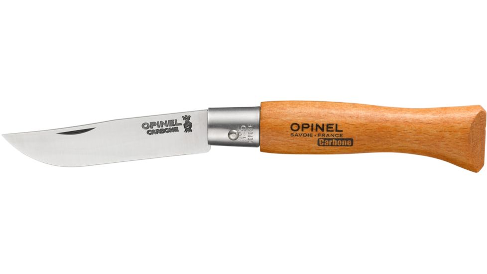 Opinel Carbon Steel Folding Knife No.5, 2.5in, Beechwood Handle, Wood, 111050