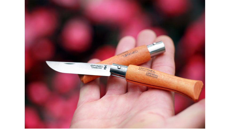 Opinel Carbon Steel Folding Knife No.5, 2.5in, Beechwood Handle, Wood, 111050