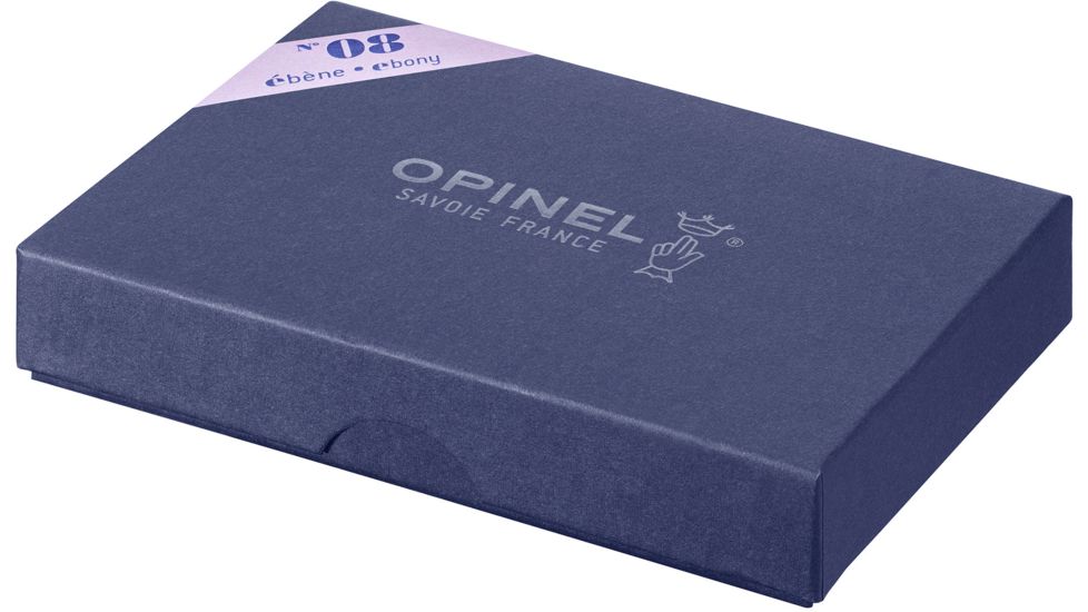 Opinel Ebony Folding Knife No.8, 3.25in, Stainless Steel, Standard Edge, Mirror Polish, Black Handle, 001352