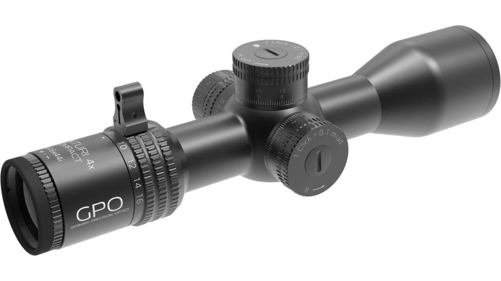 German Precision Optics OPMOD CENTURI SuperCompact 4-16x44mm 30mm Tube Rifle Scope, FFP, Mil-base PLRi Reticle, Black, RCX450 OP