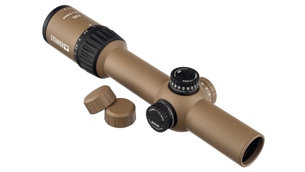 OPMOD Steiner P4Xi 1-4x24mm Tactical Illuminated Rifle Scope, 30mm, SFP, P3TR, FDE, 5203