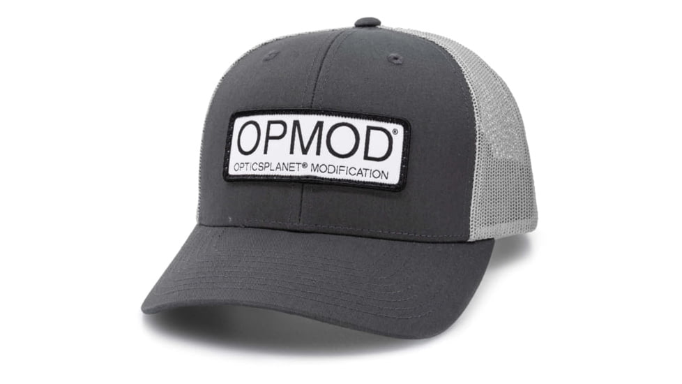 OPMOD Trucker Hat Embroidered Patch, Charcoal/Grey, OPMCha/Grey-Cha/Grey