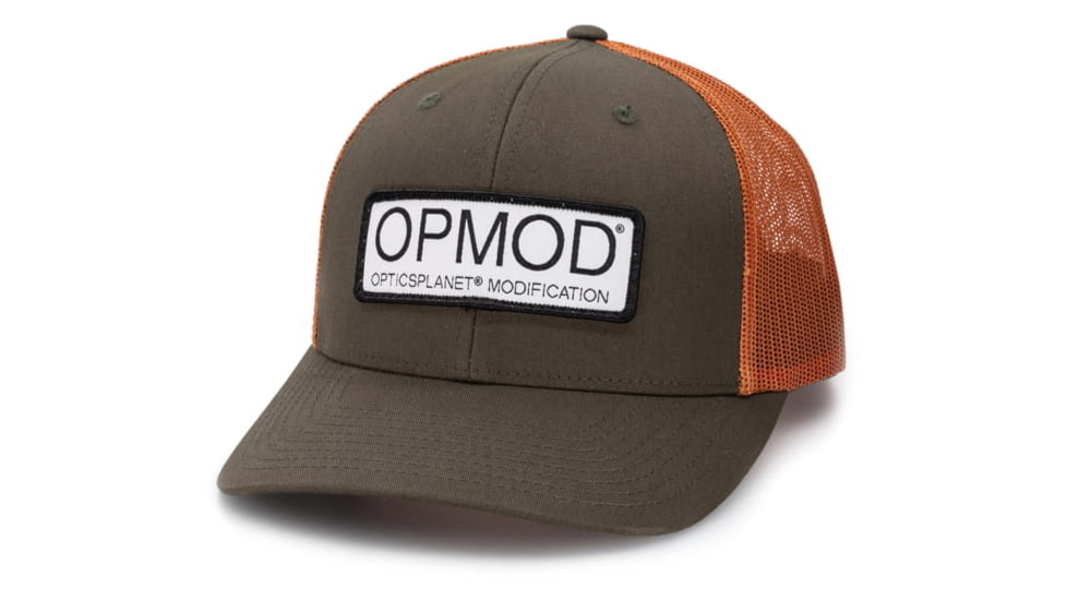 OPMOD Trucker Hat Embroidered Patch, Dark Loden/Jaffa Orange, OPMDarkOraDark Lod/Ja Or