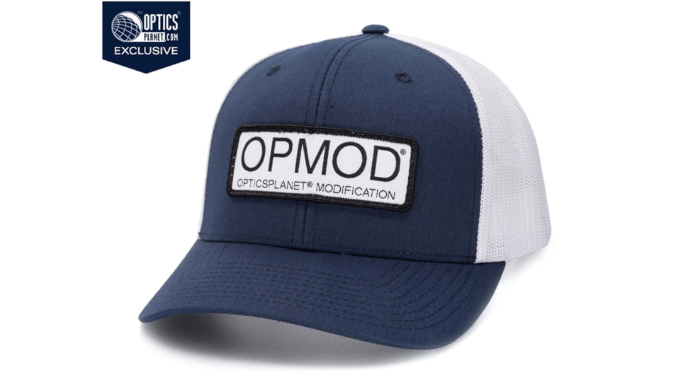 OPMOD Trucker Hat Embroidered Patch, Dark Navy/White, OPMDarkNavy/White