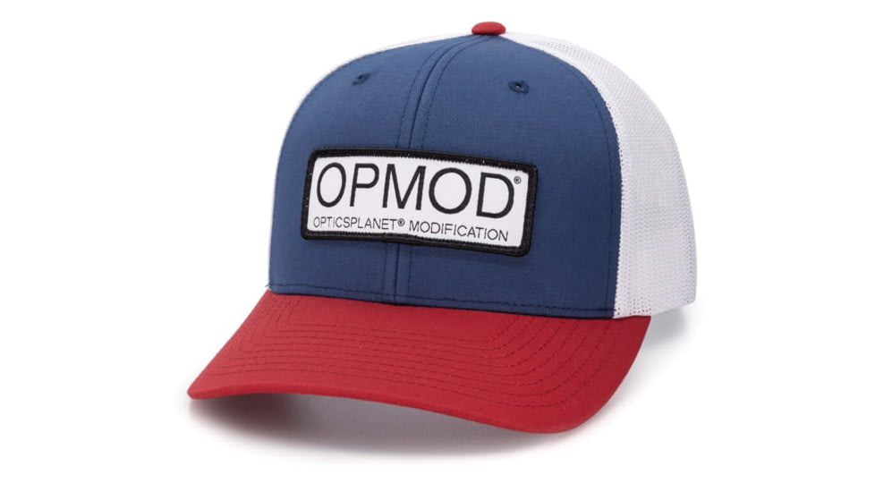 OPMOD Trucker Hat Embroidered Patch, Lt. Navy/White/Red, OPMLt. Na/Red-Lt