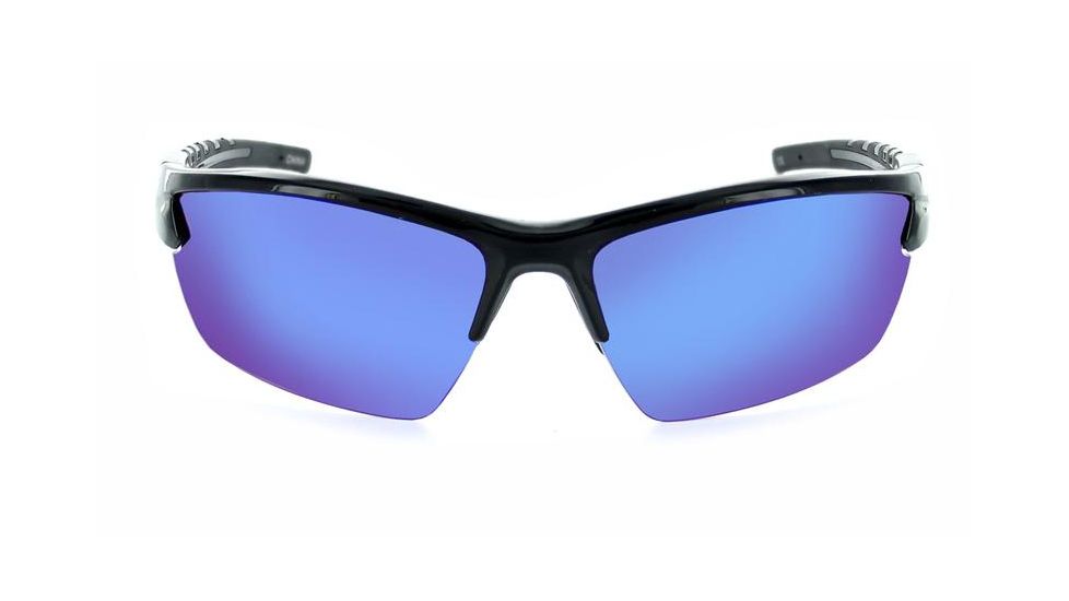 Optic Nerve Bristol Sunglasses, Shiny Black Frame, Polarized Grey Lens with Blue Mirror Lens 82006