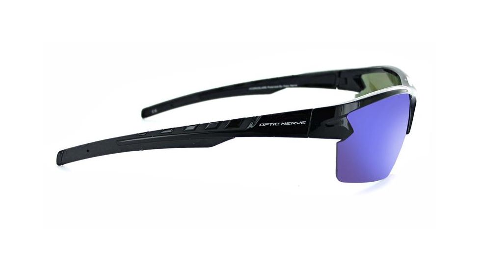Optic Nerve Bristol Sunglasses, Shiny Black Frame, Polarized Grey Lens with Blue Mirror Lens 82006