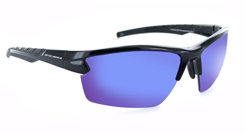 Optic Nerve Bristol Sunglasses, Shiny Black Frame, Polarized Grey Lens with Blue Mirror Lens 82006