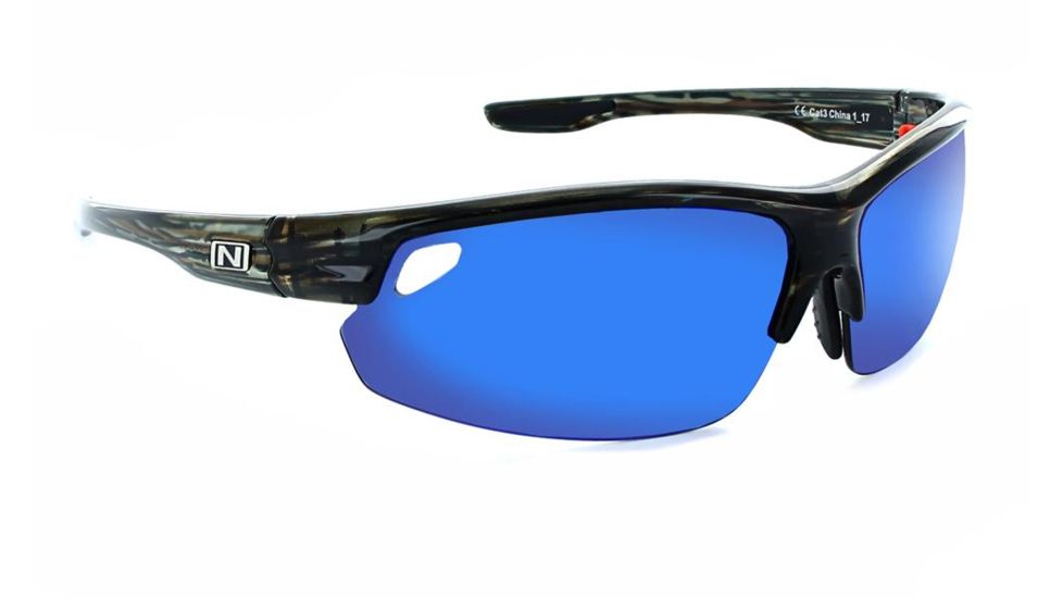 Optic Nerve Desoto Flip Off Sunglasses, Shiny Driftwood Ocean Frame, Lens 3 Sets- Grey with Blue Mirror, Copper, Clear 17047
