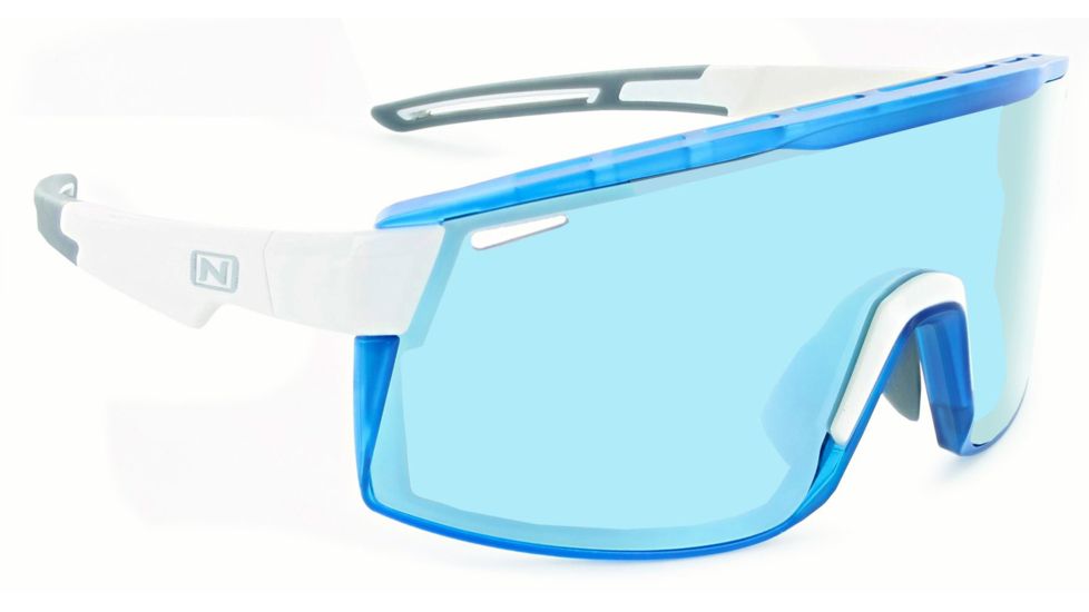 Optic Nerve FixieMAX Sunglasses, Shiny White with Crystal Blue Lens Rim, 22079