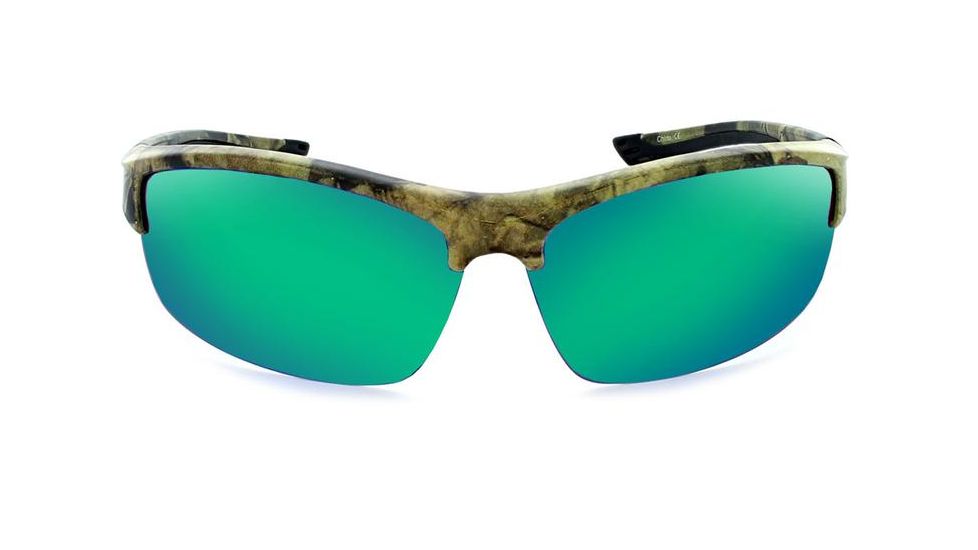 Optic Nerve One Archer Sunglasses, Matte Camo Frame, Polarized Smoke with Green Mirror Lens 18039
