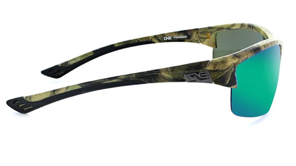 Optic Nerve One Archer Sunglasses, Matte Camo Frame, Polarized Smoke with Green Mirror Lens 18039