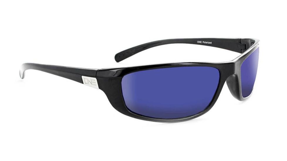 Optic Nerve One Backwoods Sunglasses, Flash Black Frame, Polarized Grey with Blue Mirror Lens 16075
