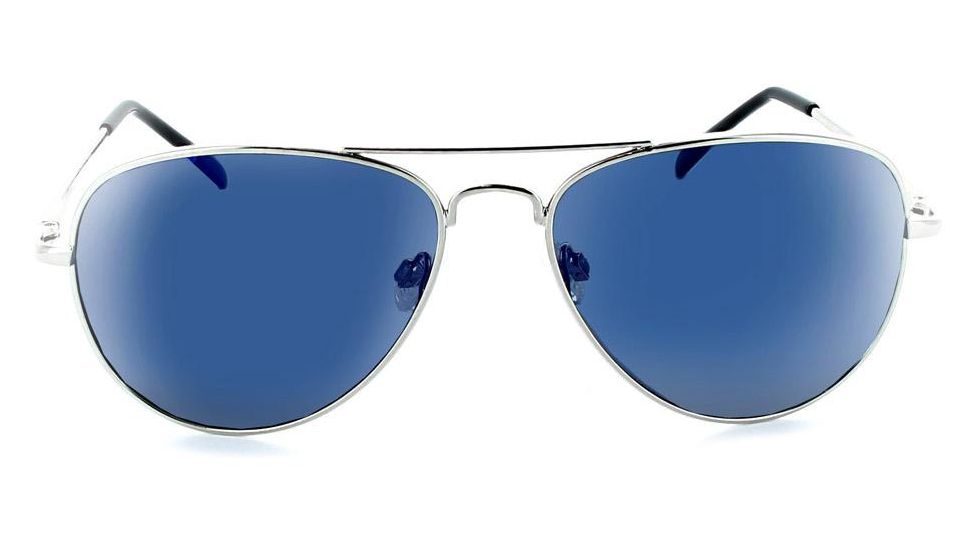Optic Nerve One Estrada Sunglasses, Shiny Silver Frame, Polarized Smoke with Blue Mirror Lens, 18027