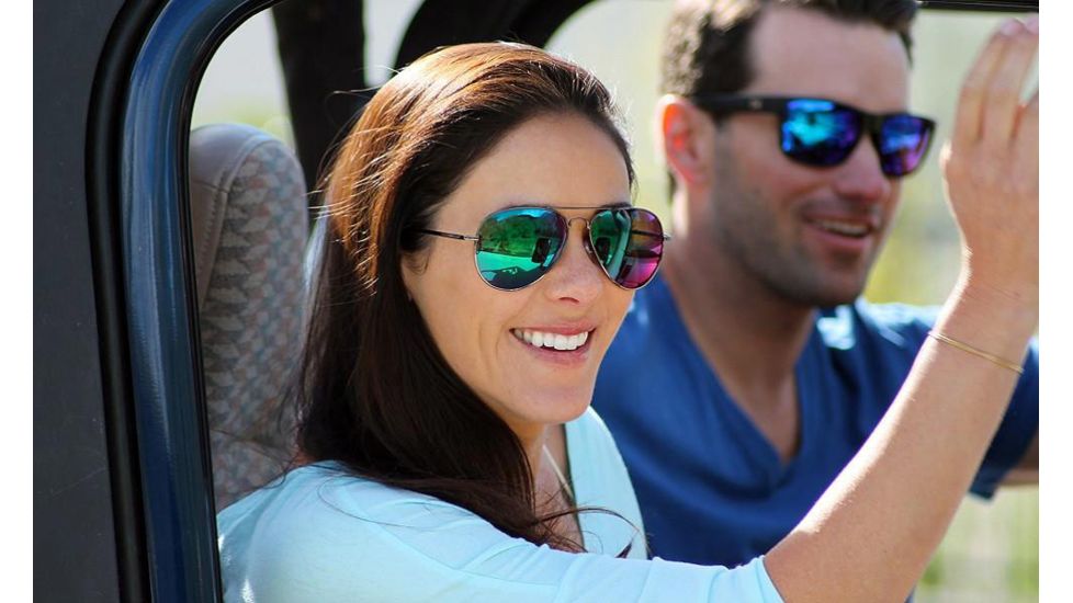 Optic Nerve One Estrada Sunglasses, Shiny Silver Frame, Polarized Smoke with Blue Mirror Lens, 18027