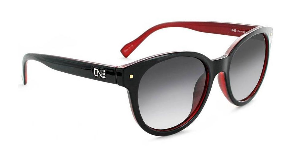 Optic Nerve Hotplate Sunglasses - Women's, Shiny Black with Dark Red, 17016