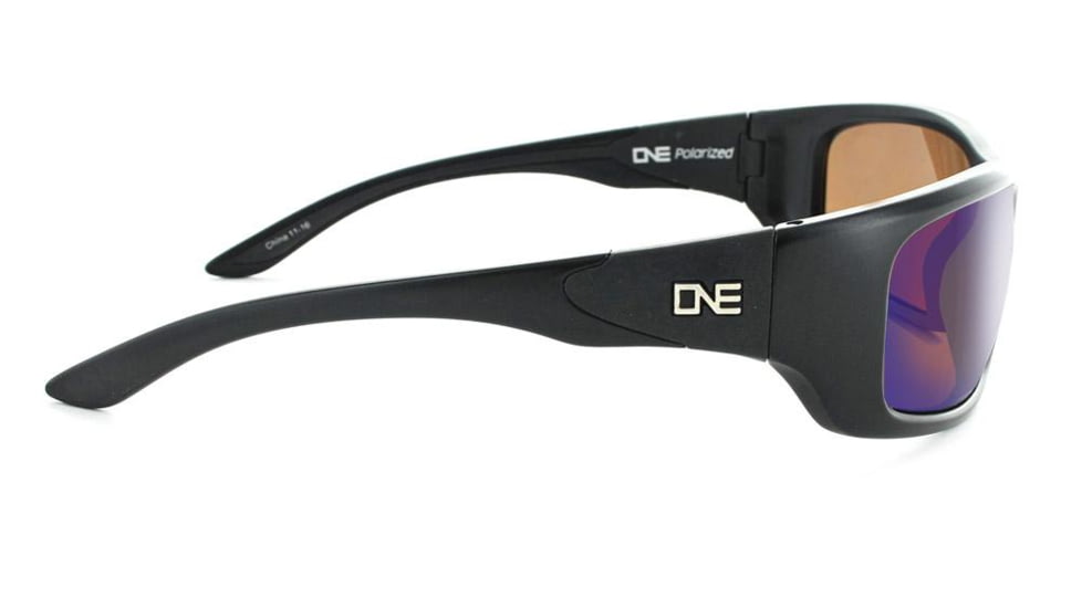 Optic Nerve One StrikezOne Sunglasses, Shiny Black Frame, Polarized Brown with Blue Mirror Lens 17021