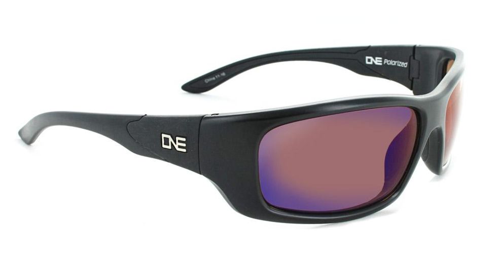 Optic Nerve One StrikezOne Sunglasses, Shiny Black Frame, Polarized Brown with Blue Mirror Lens 17021