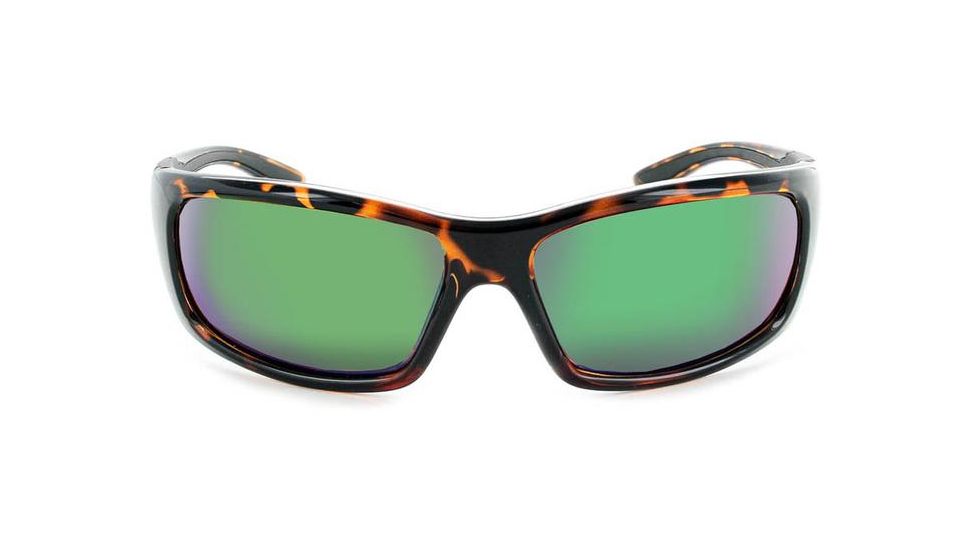 Optic Nerve One StrikezOne Sunglasses, Shiny Dark Demi Frame, Polarized Smoke with Green Mirror Lens 17020