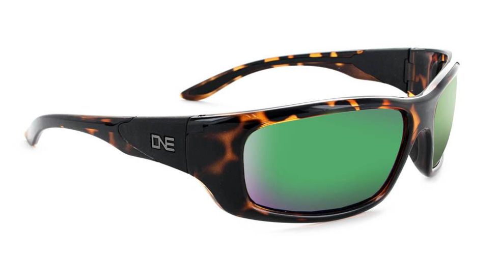 Optic Nerve One StrikezOne Sunglasses, Shiny Dark Demi Frame, Polarized Smoke with Green Mirror Lens 17020