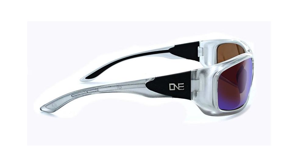 Optic Nerve One StrikezOne Sunglasses, Shiny Silver Frame, Polarized Brown with Blue Mirror Lens 18002