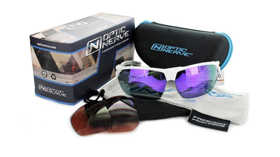 Optic Nerve Tach Polarized Sunglasses, Shiny Black w/Grey Frame, Lens 2 Sets- Polarized Smoke w/Silver Mirror, Copper, 21827