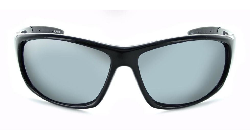 Optic Nerve Triton Sunglasses, Shiny Black  Frame, Polarized Smoke Lens Silver Mirror Lens 82011