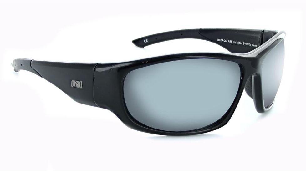 Optic Nerve Triton Sunglasses, Shiny Black  Frame, Polarized Smoke Lens Silver Mirror Lens 82011