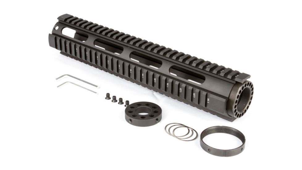 OpticsPlanet Exclusive OpticsPlanet 12.6 inch Quad Rail, Free Float Handguard, Rifle Length, Black, QRFR12