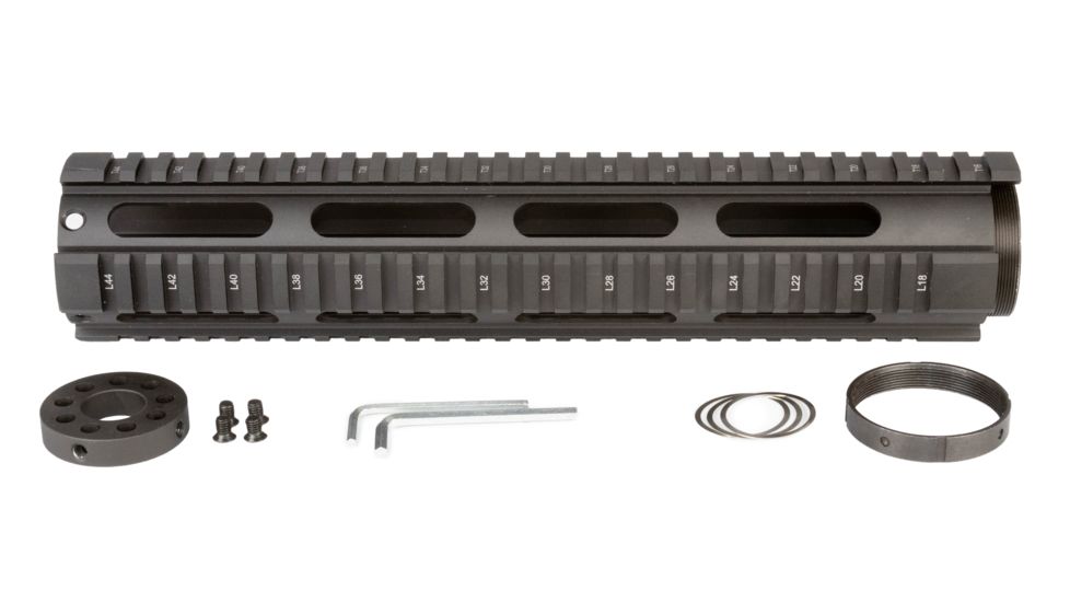 OpticsPlanet Exclusive OpticsPlanet 12.6 inch Quad Rail, Free Float Handguard, Rifle Length, Black, QRFR12