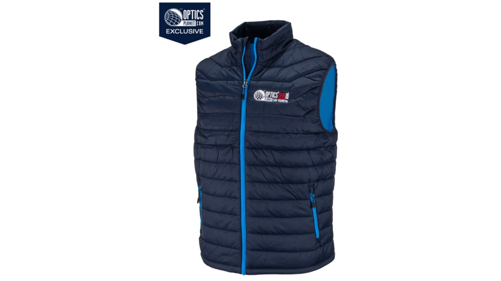 OpticsPlanet Exclusive OpticsPlanet 20th Anniversary Puffer Lightweight Vest - Men's, Navy/Electric Blue, 2XL, OP-VEST-NVY-2XL
