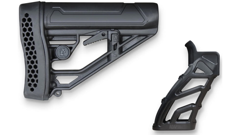 EDEMO OpticsPlanet Exclusive Adaptive Tactical EX Perfomance Adjustable AR Rifle Mil-Spec Stock w/LTG AR Grip Combo Set, Black, AT-02012-1900, EDEMO5