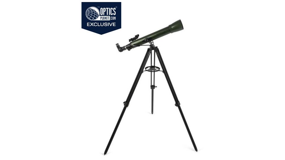OpticsPlanet Exclusive Celestron ExploraScope 70AZ Telescope w/Smartphone Adapter, Green, 22101-OP-DS