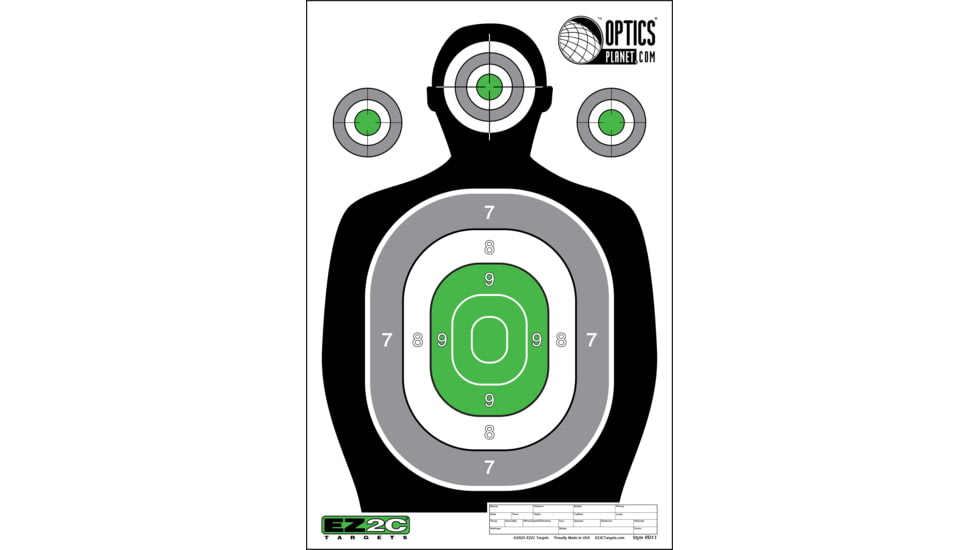 OpticsPlanet Exclusive EZ2C Targets Silhouette Target - 25 Pack, Green/Black, 12x18 in, EZ2CRD11
