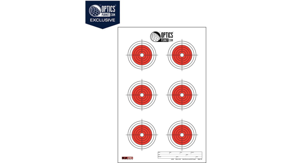 OpticsPlanet Exclusive EZ2C Targets Style 24, Orange and Black Ink on High Quality White Paper, 25 Pack, EZ2CS024