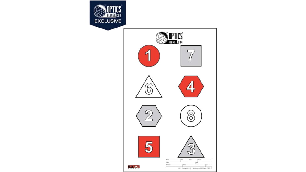 OpticsPlanet Exclusive EZ2C Targets Style 25, Recognition And Aquisition Drill Target , 25 Pack, Red/Black/White, EZ2CS025