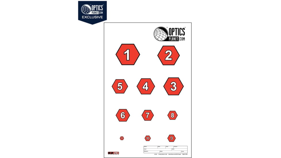 OpticsPlanet Exclusive EZ2C Targets Style H20, Orange and Black Ink on High Quality White Paper, 25 Pack, EZ2CSH20