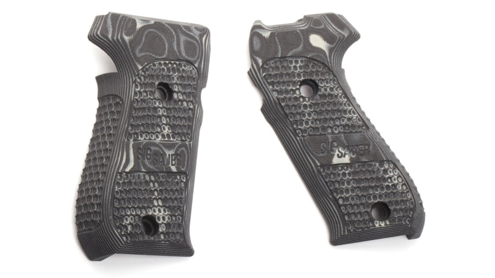 OpticsPlanet Exclusive Hogue Handgun Grip, SIG Sauer P220 DA/SA, G10, Piranha Pattern, Black/Grey, Sig P220, 20737-7SIG